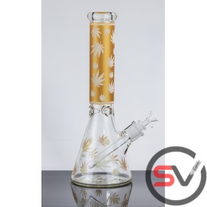 LEAF GLASS BEAKER WATER PIPE 14inch (GLOW IN DARK)